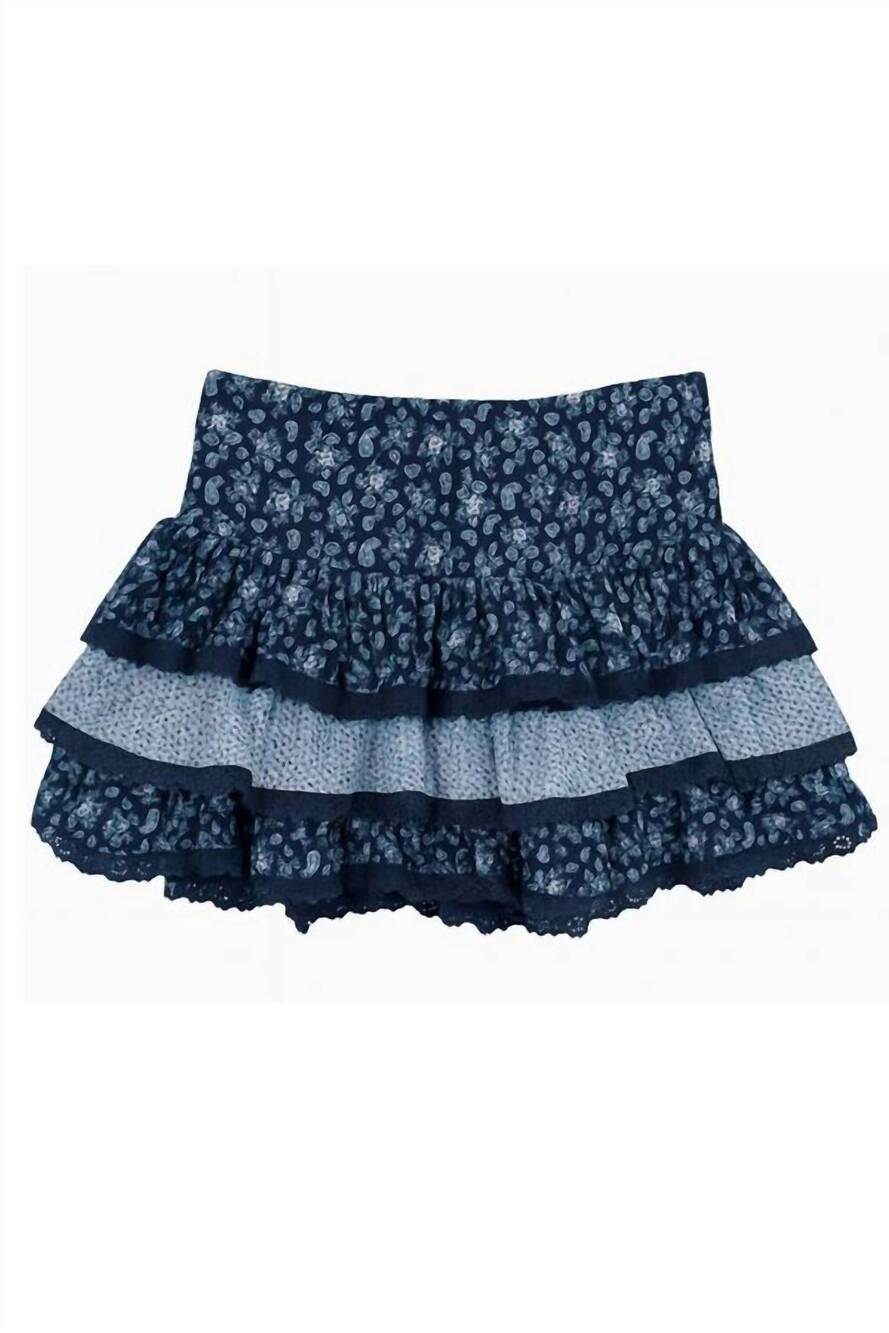 NEW KATIE J NYC girl's melody skirt in navy floral paisley